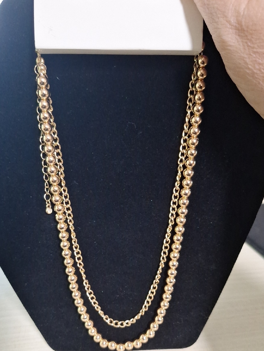 Ashley Cooper Gold Layered Beaded Necklace With Stud Earrings - Picture 3 of 5